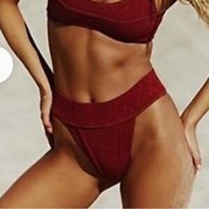 Free People FP Beach Dylan high waisted bikini bottom XL brick red new rare